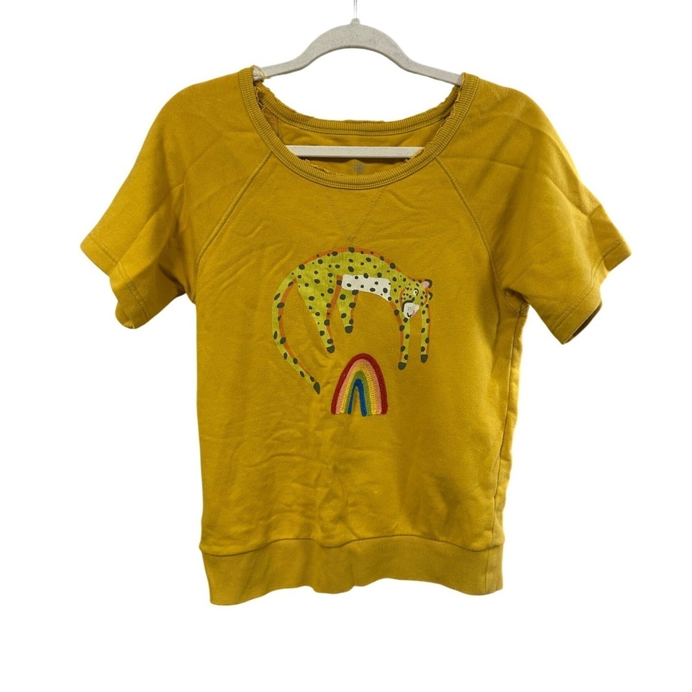 Anthropologie Jarmel XS Graphic Print Short Sleeve Sweatshirt Novelty Pride